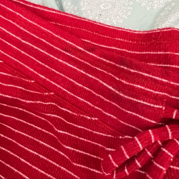 Hello Nite! Revolve Wide Leg Plush Lounge PJ Pants in Red wWhite Pinstripes S - Picture 6 of 7